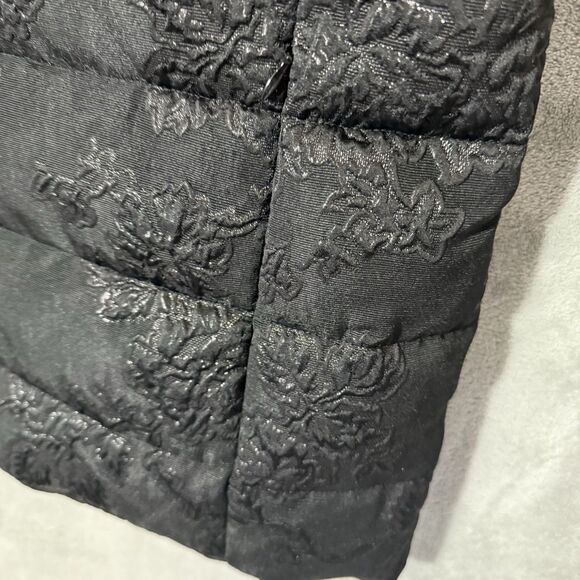 NWT CHICO'S JACQUARD PUFFER VEST WOMENS 1 MEDIUM BLACK/BLACK FULL ZIP FLORAL - Picture 7 of 8